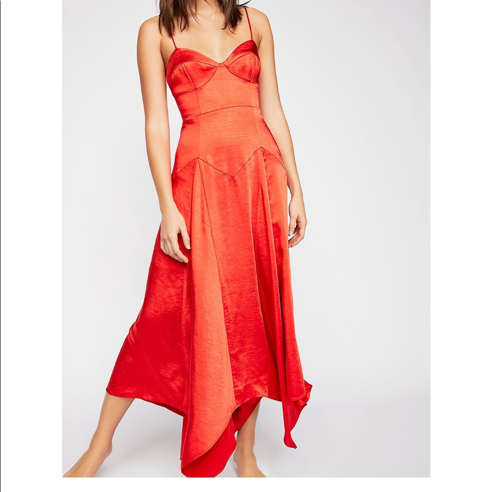 Free people gold midi dress